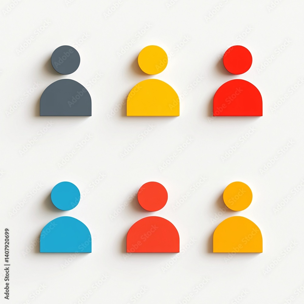 Poster colorful user icons representing diversity and inclusion on white background