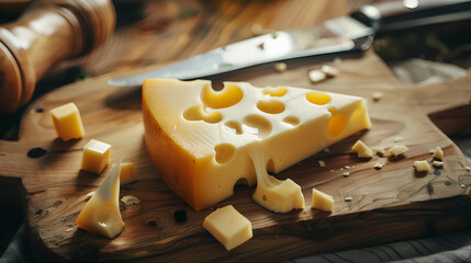 cheese on wooden board