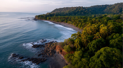 Morning Glow Across Tropical Coastlines, Ideal for Meditation, Slide Backgrounds, Web Design, and Calm Nature Visual Projects