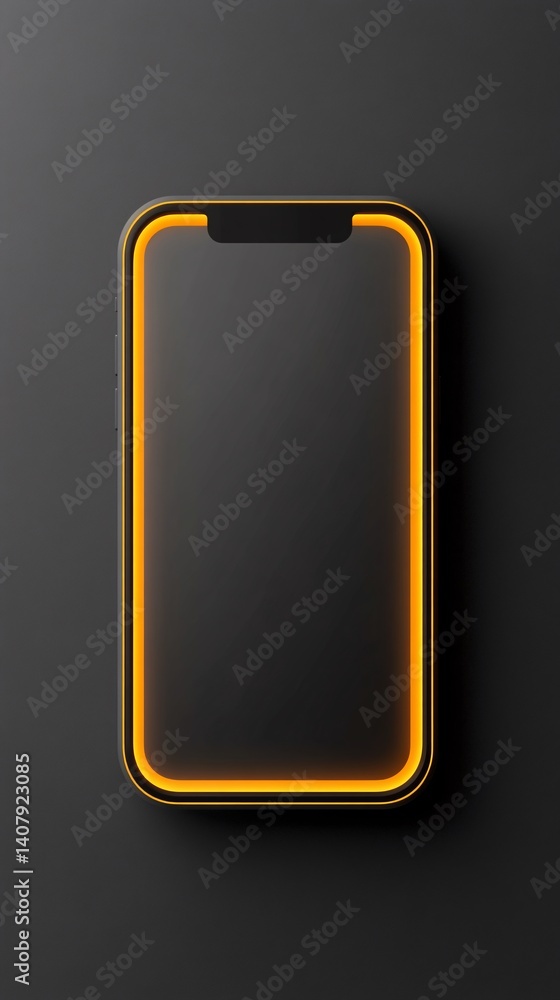 Aufkleber Modern smartphone with illuminated frame glowing on dark background