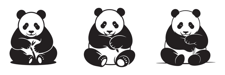 Panda silhouette icon. Panda icons. Vector illustration eps 10