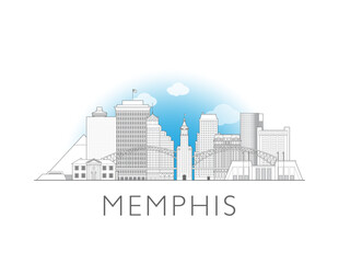 Fototapeta premium Memphis skyline cityscape vector illustration