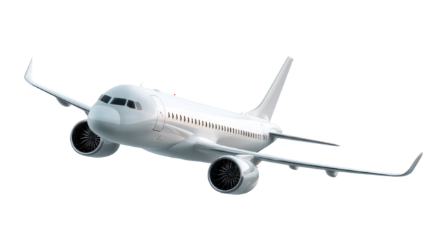 Airplane Taking Off:  A sleek white passenger jet ascends into the sky, its powerful engines roaring and its wings cutting through the air with a sense of freedom and possibility.