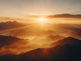 Fototapeta premium A majestic sunrise over mountains nature photography spectacular landscape tranquil environment
