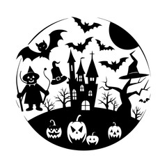 Vector Halloween silhouette illustration set
