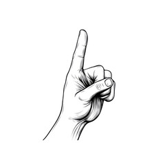 Hand Gesture Index Finger Pointing Up - Black and White Illustration