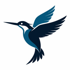Obraz premium vector silhouette of a kingfisher diving, sharp beak, dynamic pose, 