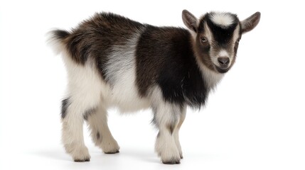 Fototapeta premium Standing Goat Kid Isolated on White Background