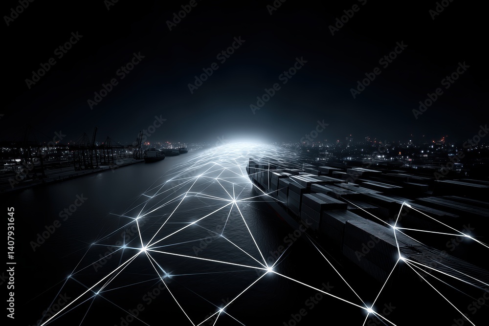 Poster seamless integration of big data, ai, and automation in a smart shipyard, where every component, mac