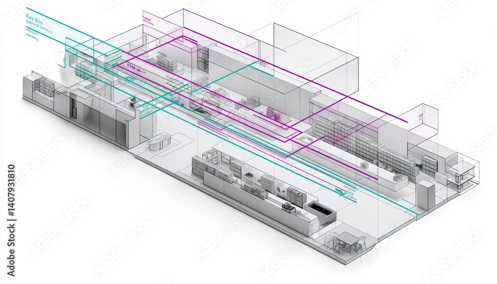 Poster smart retail backend showing live product flow from warehouse to shelf, driven by automated reorderi