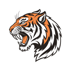 Fierce Roar: Stylized Tiger Head Silhouette Logo