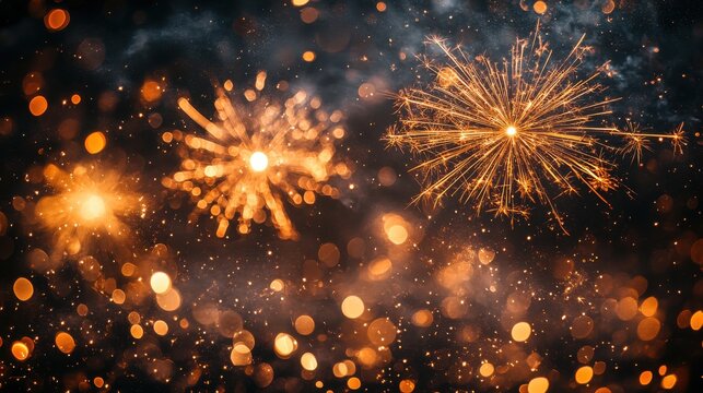 end of year wrap up sale banner featuring fireworks,glitter effects,stock image