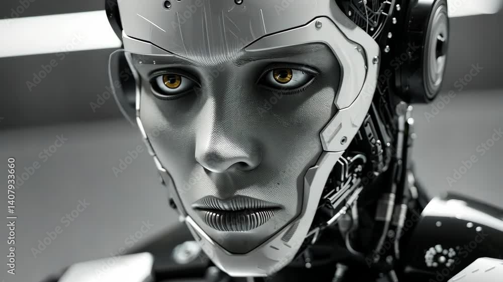 Aufkleber advanced humanoid robots working alongside humans in a bustling factory, illustrating the integratio