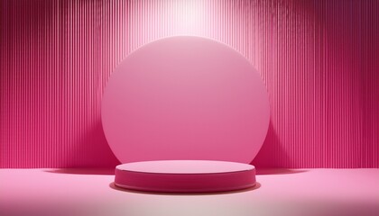 abstract background minimal style with empty space for product presentation pink cylinder shape mock up with spot light on pink color plain background 3d rendering