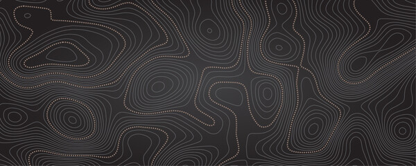 Abstract wavy topographic line background. Seamless pattern and banner design. Modern and dynamic feel to topographic mapping vector illustration.