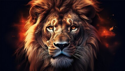 Fototapeta premium portrait of a roaring lion with an aggressive look isolated generative ai generativ ki