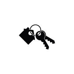 Keychain with House and Keys Silhouette Symbolizing Home Security. 
