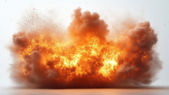 fire explotion isolated on white background ai generated,stock image