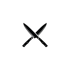 Two knifes silhouette icon on white background.