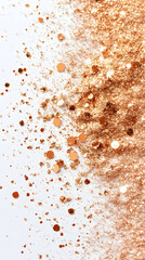 Sparkling gold glitter falling close-up abstract art bright background high angle celebration concept