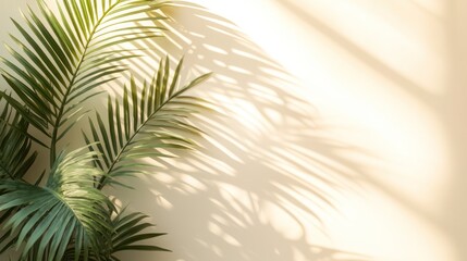 Fototapeta premium Palm leaves cast shadows on wall