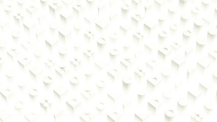 Isometric Bauhaus Blocks Geometric Shapes Monochromatic 3D Illustration