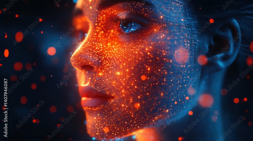 Aufkleber futuristic ai voice agent processing sound waves in a digital space,photo stock