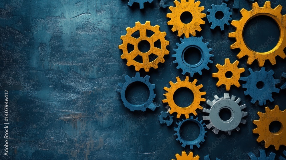 Poster colorful gears on textured background for design use