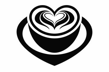 latte art heart shape silhouette vector illustration