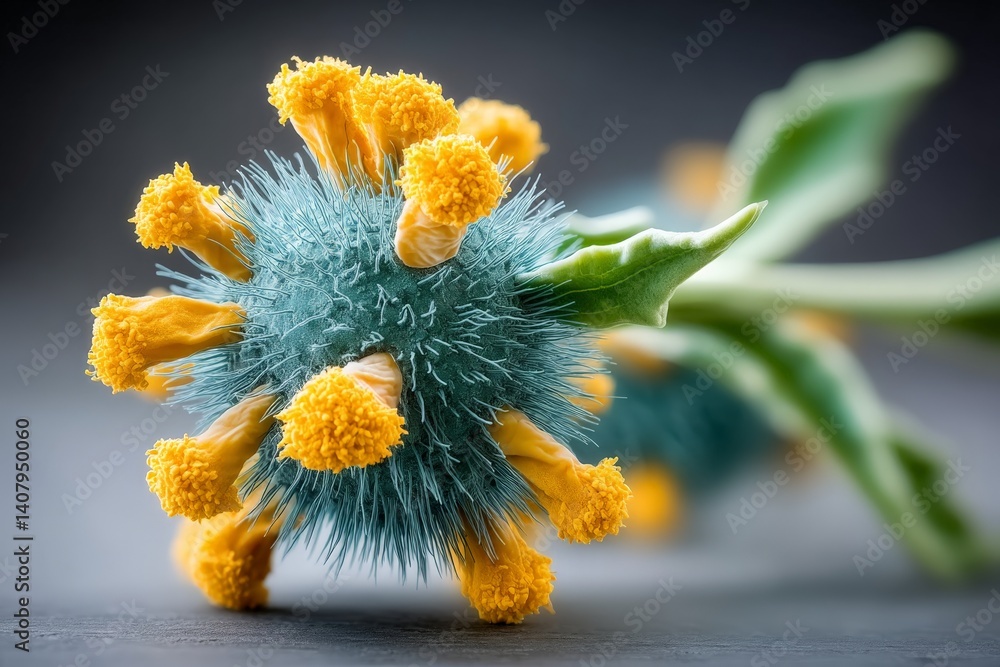 Poster close-up view of a unique flower showcasing vibrant colors and intricate details in a natural settin