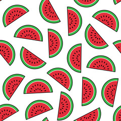 Watermelon slices arranged in a repeating pattern on a light background for a fresh summer design