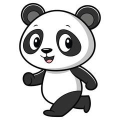 Animated Panda Running with Joyful Expression Isolated on Transparent Background