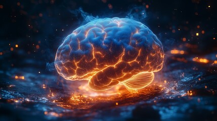 Fototapeta premium Neon brain art digital realm visual