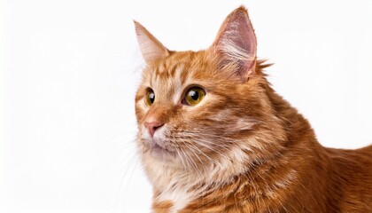 ginger red cat isolated on white or white background