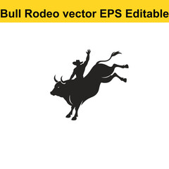 Western Bull Rodeo vector silhouettes 