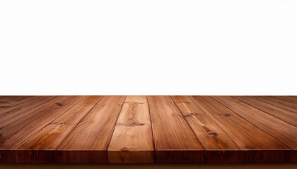 empty brown wooden table top blank wood tabletop desk board counter platform dais pedestal podium mockup isolated on white background for product display ad