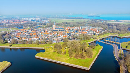 Obraz premium Aerial from the historical city Naarden in the Netherlands
