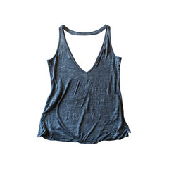 Grey V-Neck Sleeveless T-Shirt on Transparent background
