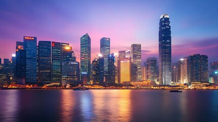 Sky glowing with urban lights reflecting on buildings high resolution picture