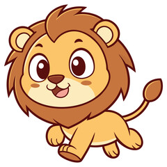 Obraz premium Cartoon Lion Walking With a Smile and Visible Mane on a Transparent Background
