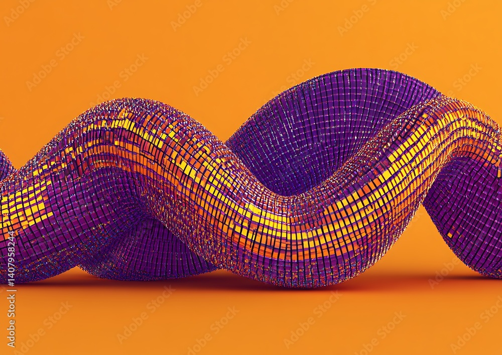 Poster abstract twisted structure orange background
