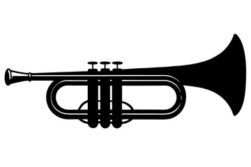 Naklejka premium Silhouette of a black trumpet on white background