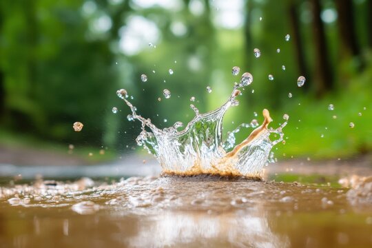 Water impact on soil with dynamic splash and loose sediment in motion