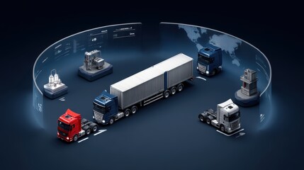 Real-time supply chain scenario simulation on curved screen, with adjustable variables like fuel costs, supplier lead time, and geopolitical factors., copy space for text - support