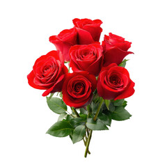 Fototapeta premium Beautiful Red Rose Bouquet Isolated on Transparent Background