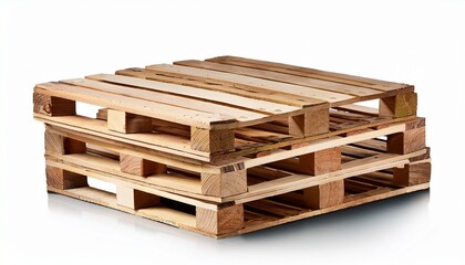 stacked wooden euro pallets transparent or isolated on white background