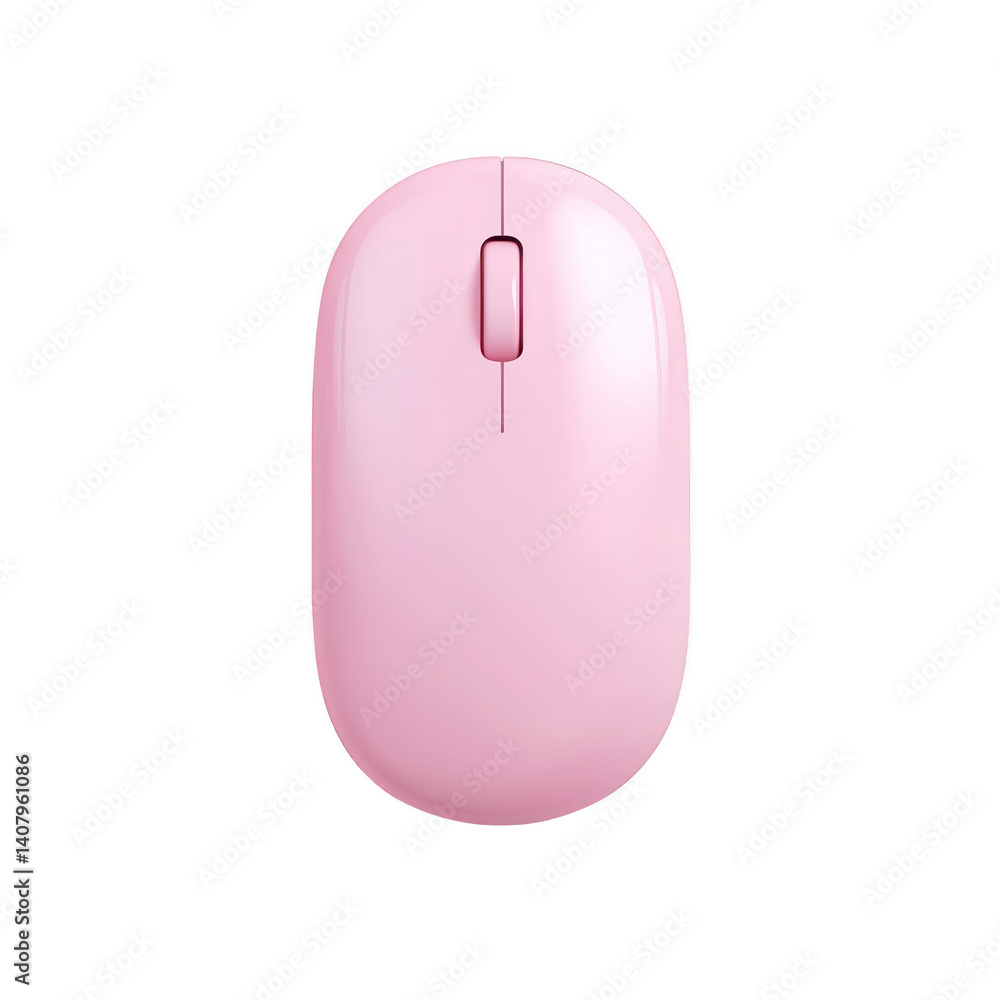 Poster sleek pink wireless computer mouse with minimalist design, perfect for adding touch of style to any 