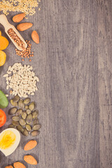 Fresh healthy eating as source various vitamins or minerals. Hair in good condition. Place for inscription on board