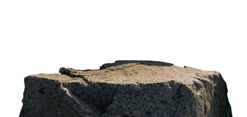 Rock Granite Podium Isolated on background,Grey Rock Sea with Texture for for Spa Product Stage,Stone Stand Display on  background, Dark Green Cliff Rock Mountain for Garden Decoration