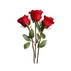 Obraz premium Beautiful Red Rose Bouquet Isolated on Transparent Background